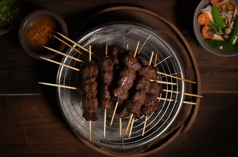 竹签串着牛肉烧烤餐桌,高清,摄影图,摄影图片,图片大全,摄影图免费下载